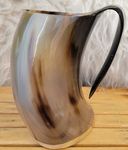 Extra <b>Large</b> American Style Viking Drinking Horn <b>Mug</b> with Handle Eco-Friendly Portable Beer Tankard Handcrafted - Product Image 1