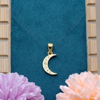 Vente en gros de pendentifs en argent sterling 925 plaqué or avec étoile incrustée de CZ blanc et croissant de lune, bijoux fins, Memoria Jewels