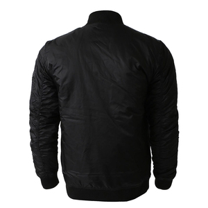 Chaqueta Bomber Negra para Hombre, Cierre de Botones Cubiertos, Cuello Cuadrado, Casual, Resistente al Viento, Acolchado de Poliéster, Larga, Delgada, con Parches, Otoño - Product Image 5