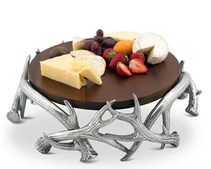 Decorative Handmade Metal Cake <b>Tray</b> Stand for Luxury Home Table DecorMetal Cake Platter Antler Base Metal Stand Decorative - Product Image 2