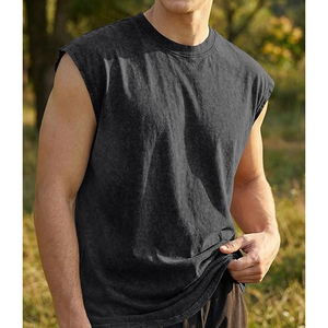 Débardeur vintage en coton délavé pour homme, sans manches, style hip-hop, gilet de sport, streetwear d'été, vente en gros - Product Image 6