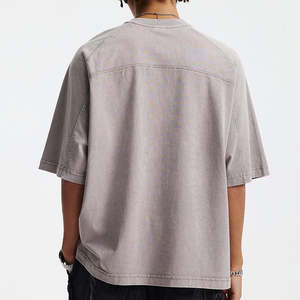 T-shirt en tricot vintage délavé à l'acide, 100% coton, 300 GSM, texture douce, coupe ample, style streetwear, confort optimal, unisexe - Product Image 6