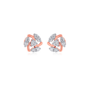 Pendientes de Diamantes con Baño de Oro Rosa, Corte Brillante Redondo, Diamantes Naturales, Joyería de Lujo para Mujer, Uso Diario - Product Image 1