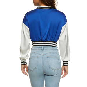 High Street Style Custom Ladies Cropped Wool Canvas Varsity <b>Jacket</b> <b>Waterproof</b> Breathable Linen Streetwear Women's Crop <b>Jackets</b> - Product Image 6