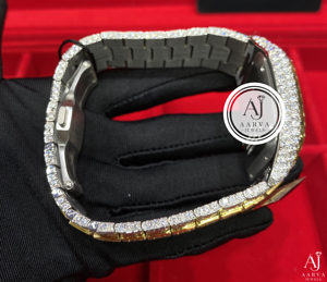 นาฬิกาข้อมือแบบกลไกหน้าปัดสี่เหลี่ยมประดับคริสตัลสองสี สไตล์เครื่องประดับ - Product Image 4
