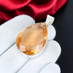 Pendentif en pierre précieuse de couleur morganite, argent sterling 925, fait main, forme poire, bijoux vintage de créateur, cadeau unisexe - Product Image 3