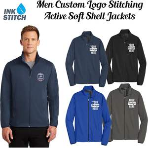 Chaquetas blandas activas personalizadas J717 para hombre, chaquetas 2025 para exteriores con costura de texto con su propio logotipo - Product Image 4