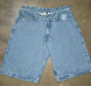 High-Quality Vintage Washed Denim Jort Jean Shorts Manufacturer Custom Baggy Blank Jeans Jorts Short With Embroidered Men - Product Image 3