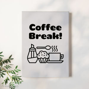 Tableaux sur toile ludiques pour cuisine, impression minimaliste de café, illustration de nourriture en ligne, décoration pour station de café - Product Image 1