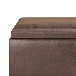 Owen Distressed Chestnut Brown Tray Top Storage Ottoman <b>Small</b> <b>Coffee</b> <b>Table</b> with Stylish Design - Product Image 5