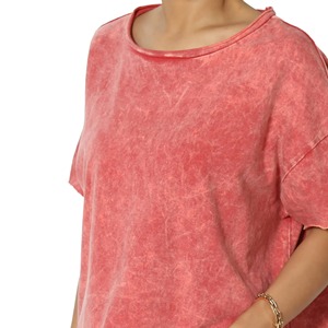 T-shirts amples pour femmes en coton délavé à l'acide, séchage rapide et respirant, T-shirt délavé à l'acide pour femmes - Product Image 6