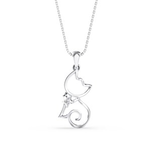 Surprenez tout amateur d'animaux avec ce collier pendentif chat et étoile en argent 925 et moissanite, idéal pour les tenues de fête. - Product Image 5