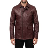 Blouson en cuir noir asymétrique à fermeture éclair croisée pour homme, style streetwear hiver, col montant, quincaillerie argentée, coupe ajustée, style moto