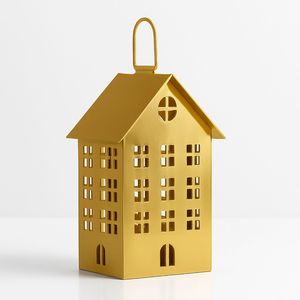 Portavelas con forma de casa, linterna metálica vintage para mesa, candelabros con forma de casa, decoración para mesa de comedor, artesanías, linterna metálica - Product Image 5