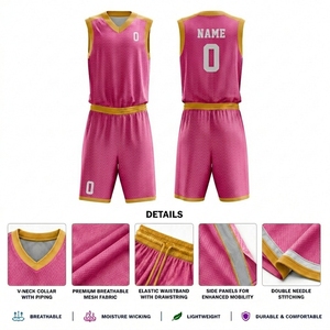 OEM ODM Basketball Uniform Set Jersey Shorts V Neck Mesh Breathable Custom Wholesale Manufacturer - Product Image 2