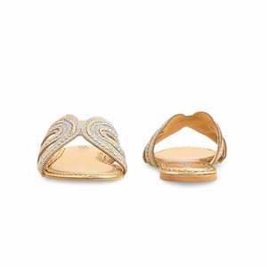 Sandales à talon de fantaisie FN7937 dorées pour femme Style pantoufle - Product Image 2