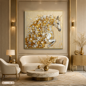 Peinture sur miroir personnalisée de chevaux au galop HALO de haute qualité, peinte à la main avec des détails fins, décoration murale artisanale, origine Vietnam - Product Image 4