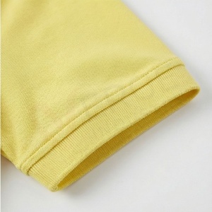 Polo en piqué 100% coton jaune à manches courtes pour homme, décontracté, respirant, coupe classique, design tricoté uni - Product Image 6