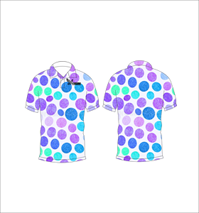 เสื้อโปโลผู้ชายแบบสั่งทำพิเศษ สีม่วงลายจุด สำหรับกอล์ฟ ระบายเหงื่อได้ดี แขนสั้น ประสิทธิภาพสูง ผู้ผลิต OEM - Product Image 1