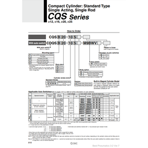 Cylindre compact SMC CDQSB12-10TM pièces pneumatiques - Product Image 2