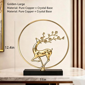 Escultura de Ciervo Dorado con Diseño Circular de Ramas Florales, Adorno de Arte Moderno para Mesa, Decoración para Sala de Estar y Regalo - Product Image 5
