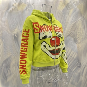 Sudadera con capucha y cremallera Snowgrace para hombre, con estampado de diamantes de imitación en toda la prenda, logo frontal de dibujos animados, ajuste oversize, estilo urbano, para otoño, 80% algodón - Product Image 2