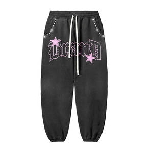 Conjunto de Sudadera y Pantalón de 2 Piezas para Hombre, Estilo Urbano, Efecto Desgastado por el Sol, Novedad, Corte Holgado, con Pedrería y Lavado Ácido, con Capucha y Pantalón con Efecto Apilado - Product Image 5