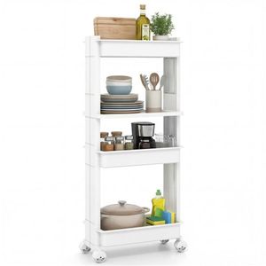 15.5\" X 9\" X 40.5\" DIY Rolling <b>Storage</b> Cart 4-Tier with Detachable Ventilated Trays for <b>Kitchen</b> & Bathroom Use - Product Image 1