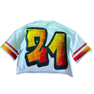 เสื้อยืดทรงครอปแบบเรกูลาร์ฟิต พิมพ์ลายเลข 24 ด้านหลัง แขนสั้น สไตล์สตรีทสำหรับผู้ชาย คอกลม ผ้าถัก ระบายอากาศได้ดี ผลิตจากผ้าฝ้าย 100% - Product Image 2