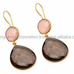 À la mode à la mode Turquoise demi-lune sculpture pierre cerceau boucle d'oreille haute à la recherche lunette réglage en laiton cerceau boucle d'oreille pour anniversaire - Product Image 4