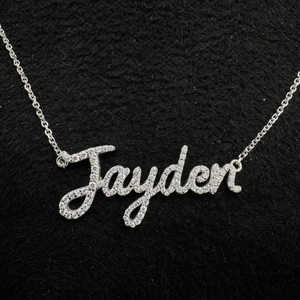Personalized Diamond Name <b>Necklace</b> 14K <b>Solid</b> Gold, Lab Grown Diamond Name <b>Necklace</b> My Name <b>Necklace</b>. Customized Jewellery - Product Image 3