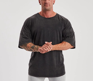 Camiseta de Hombre de la Mejor Calidad, Lavada con Ácido, Tela Elástica de Algodón Suave, para Usar en Todas las Estaciones, Fabricante de Marca Privada OEM - Product Image 1