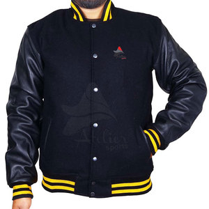 Chaqueta Letterman de Cuero Premium para Hombre con Mangas de Cuero en Contraste, Cierre de Botones, Cuello y Puños Acanalados, Ropa Exterior Casual Urbana - Product Image 2