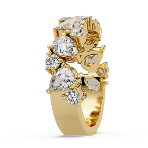 Anillo de Oro Puro de 14K con Diamantes Cultivados en Laboratorio, Corte Pera y Corte Redondo, Media Eternidad, Anillos de Boda y Aniversario, ¡Gran Oferta! - Product Image 3