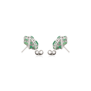 Hermosos Pendientes de Esmeralda Auténtica con Corte Ovalado y Diamantes Redondos, Diseño Floral Hecho a Mano, Joyería Fina al por Mayor para Chicas - Product Image 6