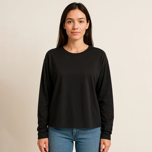 T-shirt décontracté pour femmes, grande taille, manches longues, imprimé personnalisé, logo personnalisé, 100% coton, léger et respirant - Product Image 3