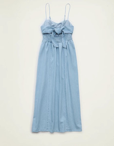 YUANBOFEI Vestido vaquero de alta calidad para mujer, sin espalda, sin mangas, cuello redondo, con lazo en la espalda, corte en A, acampanado, corto, para fiesta - Product Image 5