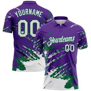 Camiseta de Fútbol Sublimada Personalizada Yourteams para Hombre, Morado, Verde y Blanco, Absorbe la Humedad, Manga Corta, Corte Regular, Ropa Deportiva para Adultos - Product Image 2