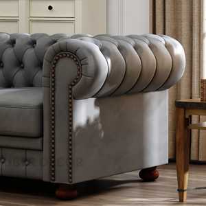 Velorre Wabi-Sabi โซฟาแบบดั้งเดิมหรูหรา3-Seater เชสเตอร์ฟิลด์สำหรับพื้นที่อยู่อาศัยและเลานจ์ - Product Image 4