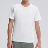 Kaos Pria Berkualitas Tinggi Regular Fit 100% Katun/Poliester Anti-Kerut Kerah O Jahitan Kontras Rajutan Lengan Pendek