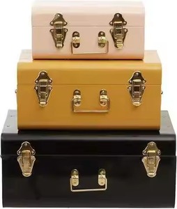 High On Demand Vintage Stackable Storage <b>Boxes</b> With Hinged Lids Rectangle Shape Black Yellow Pink For Sundries Organization - Product Image 1