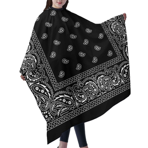 Capa de Barbero Personalizada con Diseño Paisley Negro, Sublimada, Impermeable, de Nailon, Unisex, para Halloween, para Cortar el Cabello, con Logotipo - Product Image 5