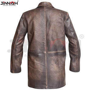 Manteau long en cuir véritable pour homme de qualité supérieure avec design en fausse fourrure de mouton - Fabrication en usine, stock disponible - Product Image 4