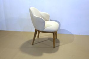 Modern Contemporary Upholstered <b>Dining</b> <b>Chair</b> Teak Wood Legs <b>Black</b> Finish Polyester Seat Home Furniture Hotel Villa Use Model - Product Image 4