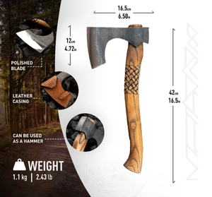 Hacha de acero UM STEEL con espalda plana, hoja de acero inoxidable con 5 filos, grado industrial, forjada a mano, mango de madera, hacha para exteriores - Product Image 5