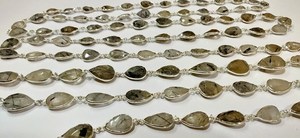 Chaîne de pierres précieuses en quartz rutilé noir naturel, forme poire, avec connecteur à sertissage - Product Image 4