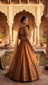 Lehenga Choli Tradicional Étnico Indio de Diseñador, con Lentejuelas y Trabajo Dori, Largo hasta el Suelo, Materiales Reciclados para Traje de Boda para Mujer - Product Image 2