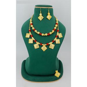 Conjunto de joyería nupcial chapada en oro de 18 quilates para mujer, collar de estilo árabe, pendientes, anillos, collar de joyería de oro, joyería artificial de Dubái de 24K - Product Image 2