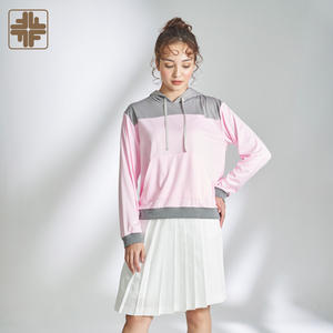 เสื้อฮู้ดผ้าปะต่อหลากสีสำหรับผู้หญิง, เสื้อฮู้ดลำลองกันแดดเป็นมิตรกับสิ่งแวดล้อมสำหรับฤดูใบไม้ร่วง - Product Image 1