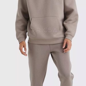 Ensemble de survêtement pour homme, hiver, coupe ample, à capuche, éco-responsable, coupe classique, sweat-shirt et pantalon pour la salle de sport, l'exercice et les tenues décontractées - Product Image 3